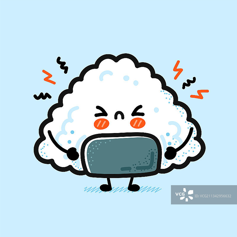 手绘的可爱悲伤饭团卡通图片素材