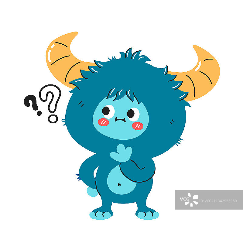 可爱有趣的雪怪怪物角色，带问号图片素材