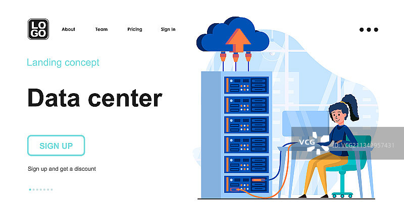数据服务器网络概念女工程师维护图图片素材