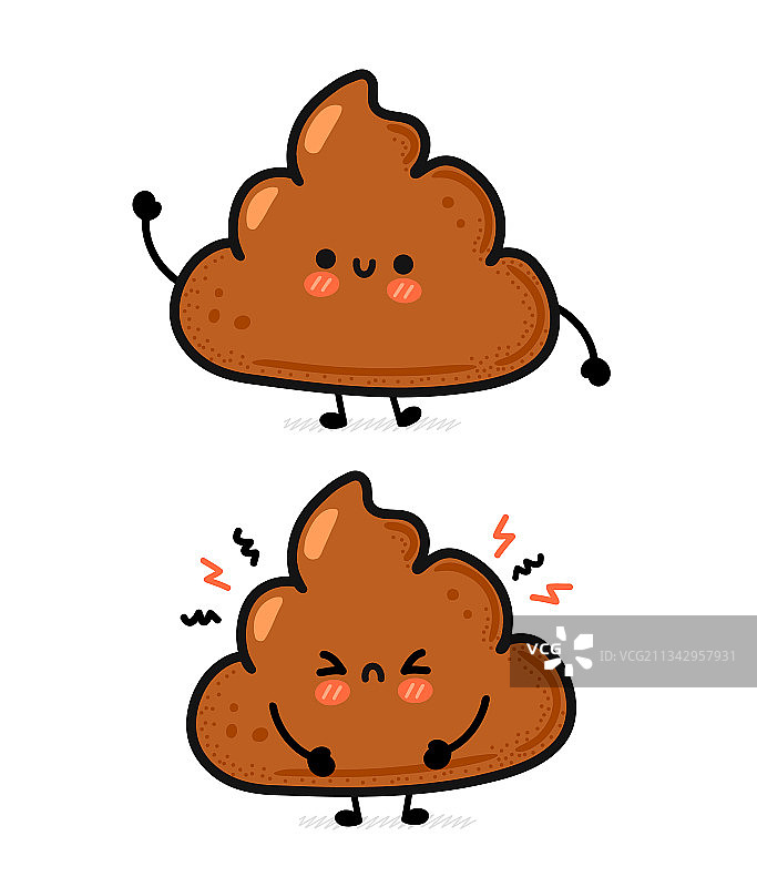 可爱又滑稽的快乐和悲伤的生病便便图片素材