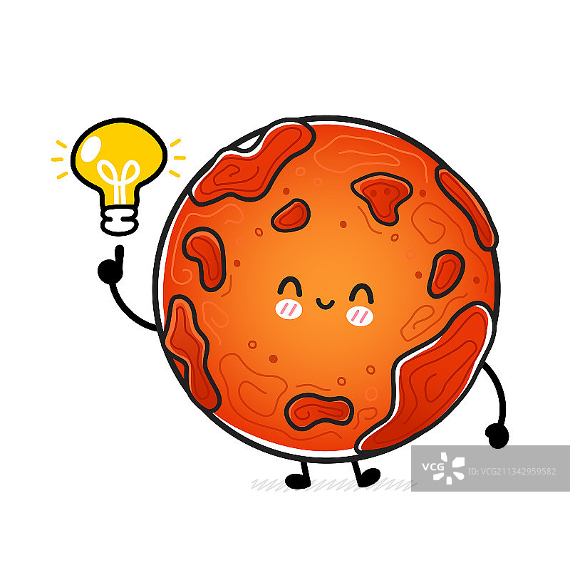 有想法灯泡的快乐的可爱滑稽的火星图片素材