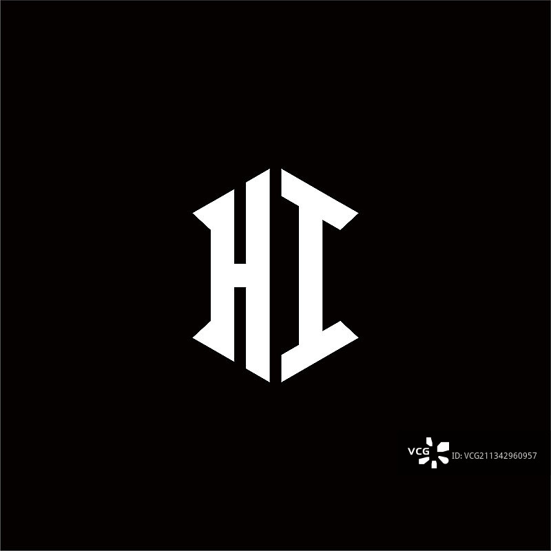 带有盾牌形状设计的HI标志字母组合图片素材