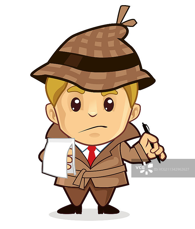侦探儿童吉祥物卡通图片素材