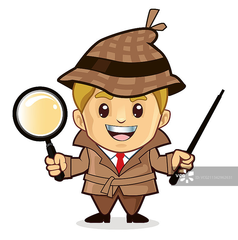 侦探儿童吉祥物卡通图片素材