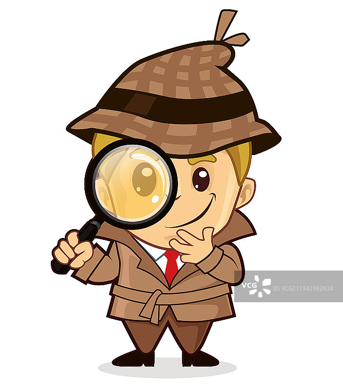 侦探儿童吉祥物卡通图片素材