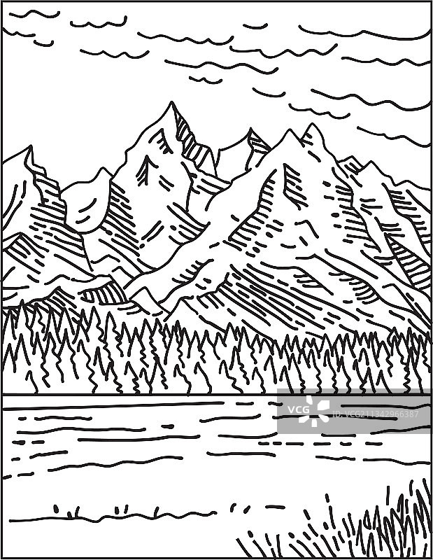 大提顿国家公园的提顿山脉图片素材