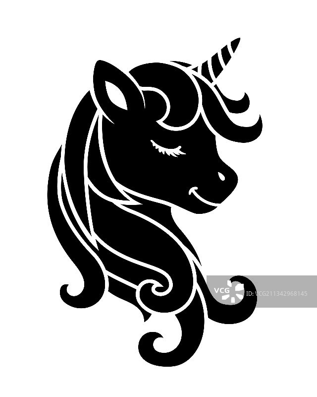 睡眠独角兽轮廓图标填色本图片素材