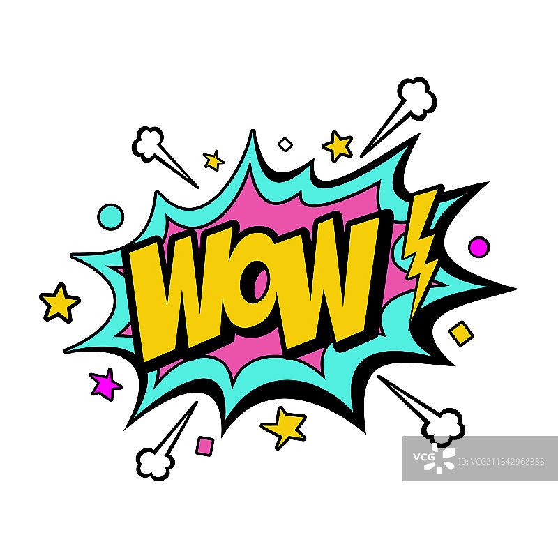 带有“Wow”文字的漫画对话气泡图片素材