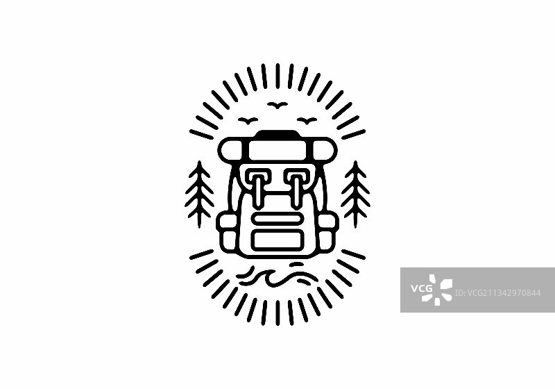 黑色线条艺术户外背包图片素材