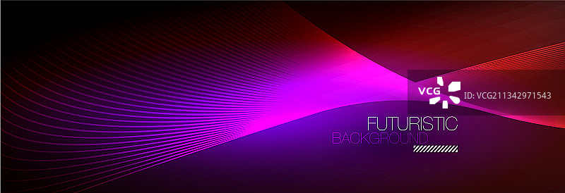 抽象的霓虹灯在黑暗中发出波浪般的光图片素材