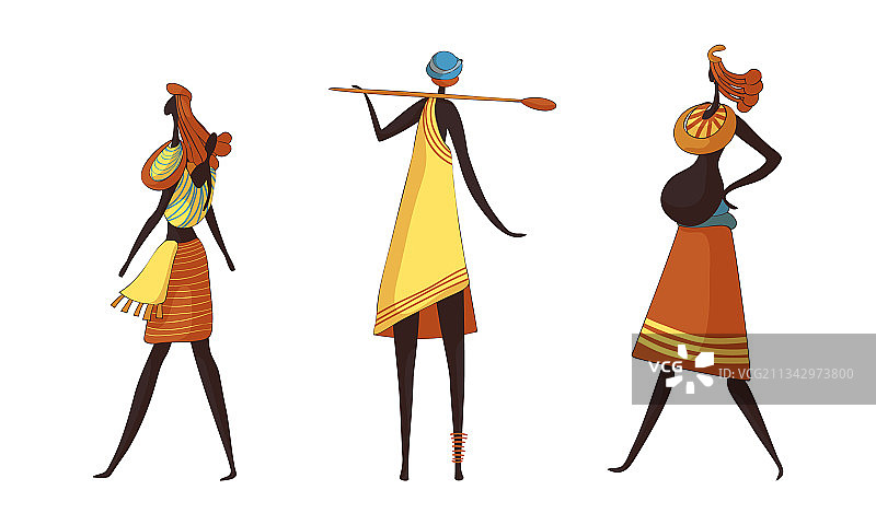 穿着传统部落服饰的苗条非洲女人图片素材