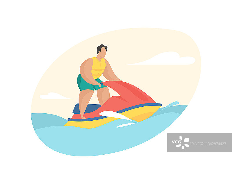 度假游客驾驶水上摩托艇高速行驶图片素材