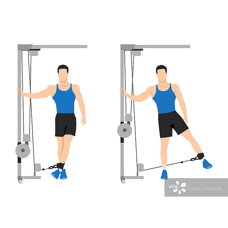 男子进行拉索髋外展内收运动图片素材