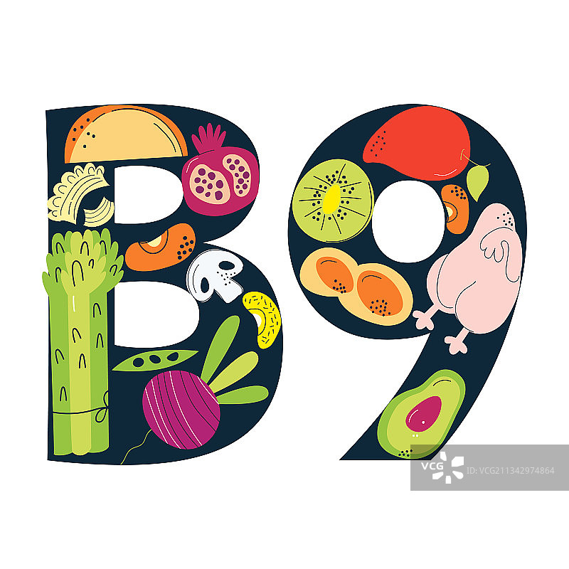 维生素B9的主要食物来源健康食品图片素材