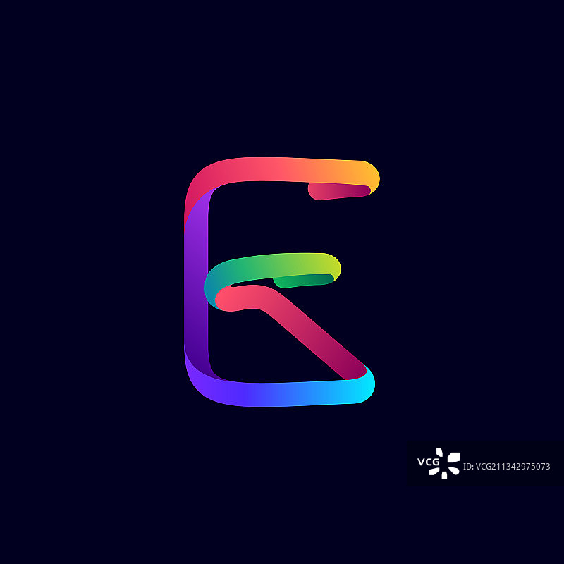 渐变霓虹字母E标志图片素材