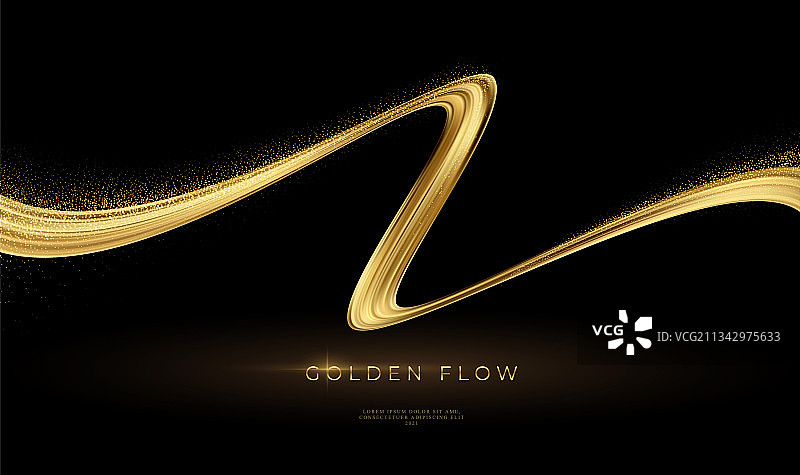 黑色背景上的金色流动现代3D banner图片素材