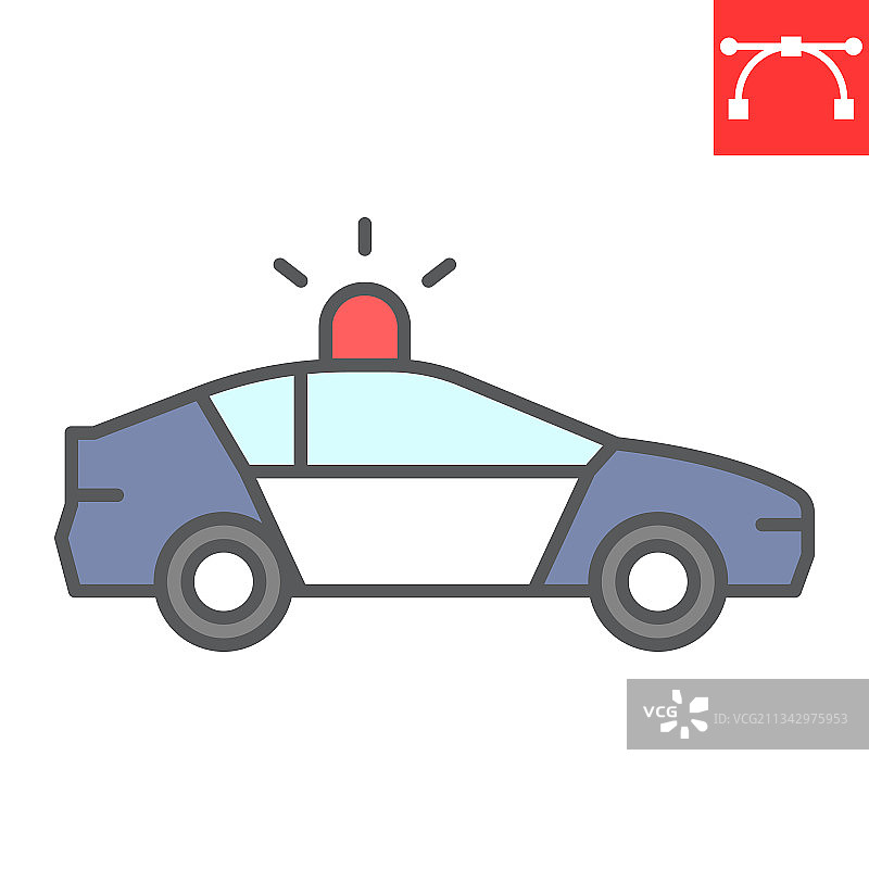 警车彩色线条图标图片素材