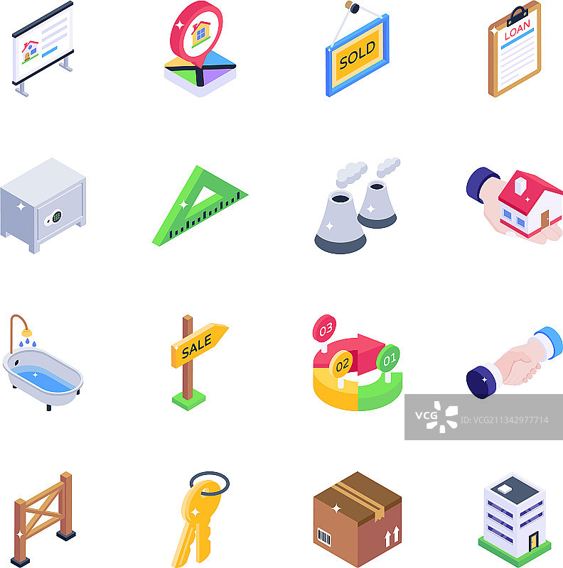 家用设备2.5D图标包图片素材