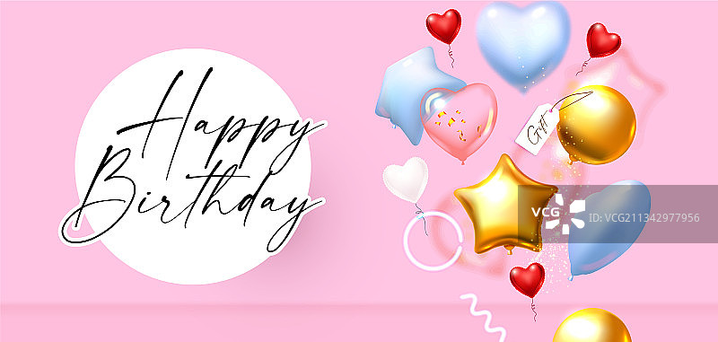 生日快乐与箔气球图片素材