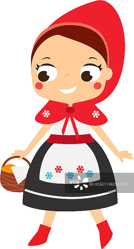 可爱的卡通小红帽童话人物图片素材