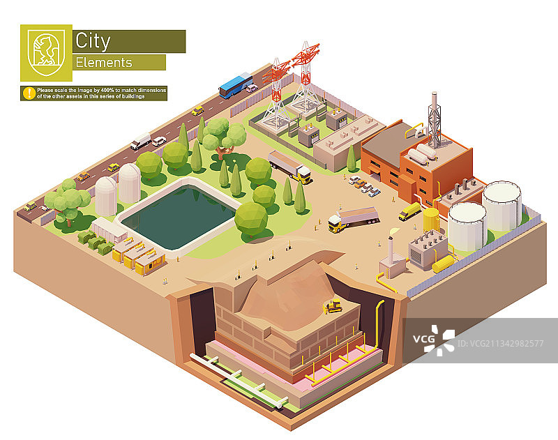 2.5D垃圾填埋沼气发电厂图片素材