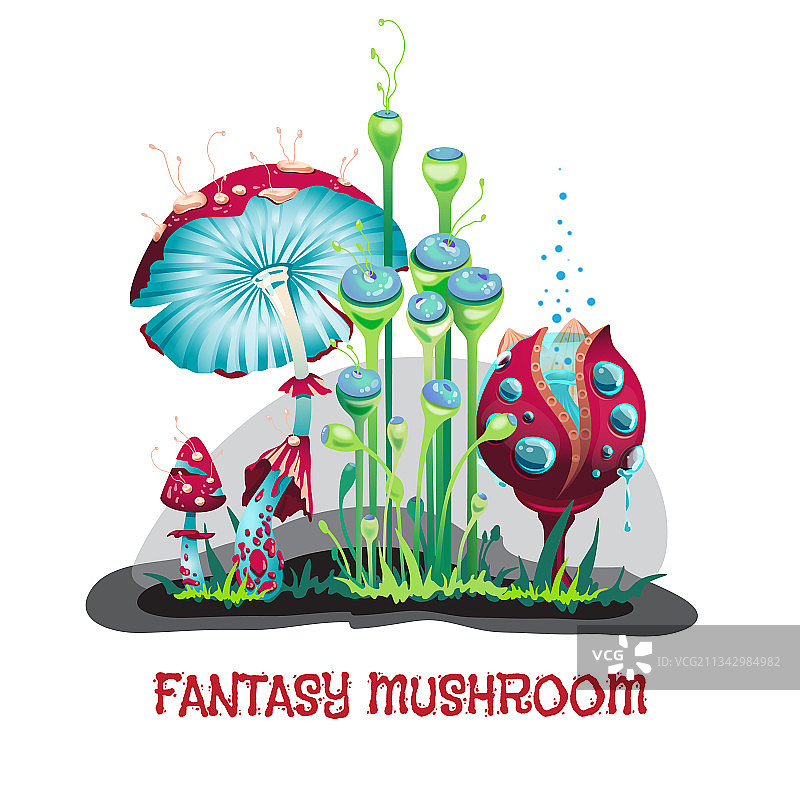 迷幻色彩的奇幻蘑菇banner图片素材