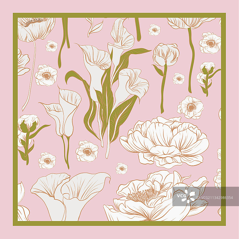 淡雅色彩花卉丝巾图片素材