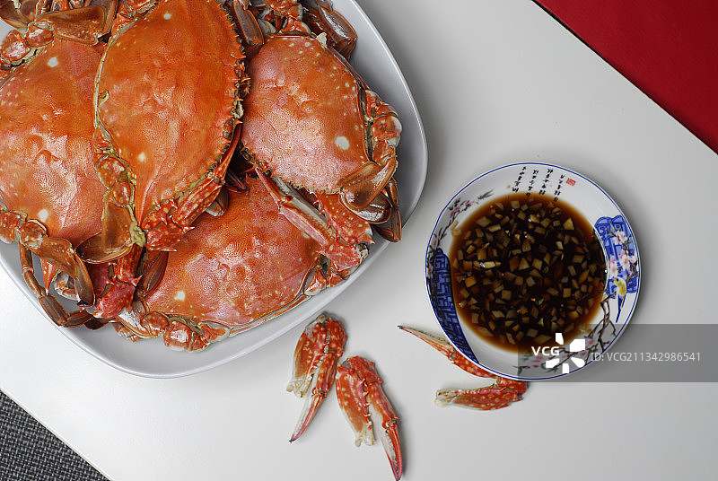 清蒸梭子蟹节日聚餐秋季海鲜水产品健康养生低脂高蛋白少油低盐图片素材