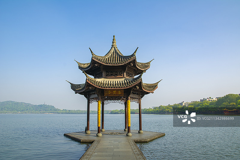 杭州西湖西湖地标集贤亭图片素材