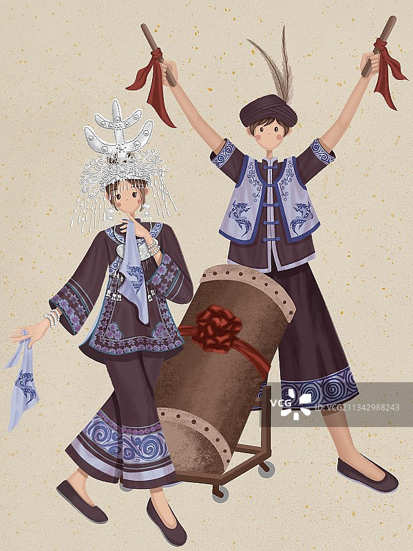 水族姑娘与小伙图片素材