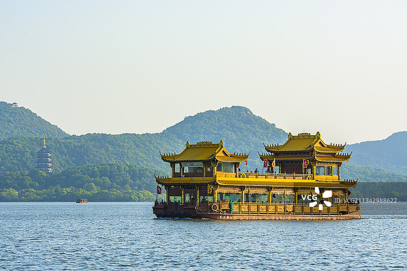 杭州西湖西湖游船画舫图片素材