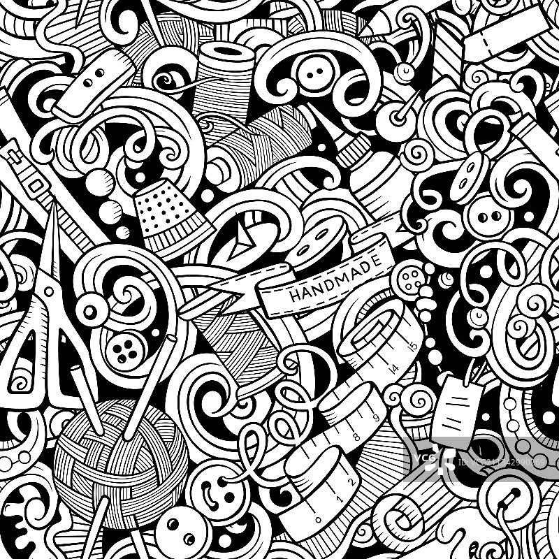 手绘涂鸦无缝图案图片素材