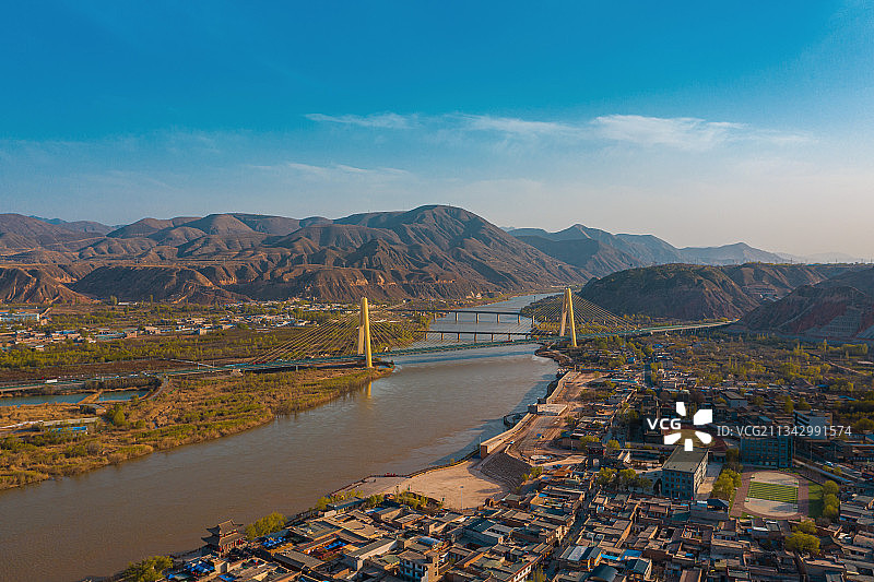 航拍兰州河口古镇图片素材