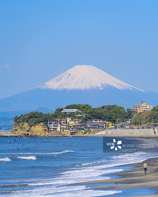 JAPAN MountFuji 镰仓海边的富士山图片素材