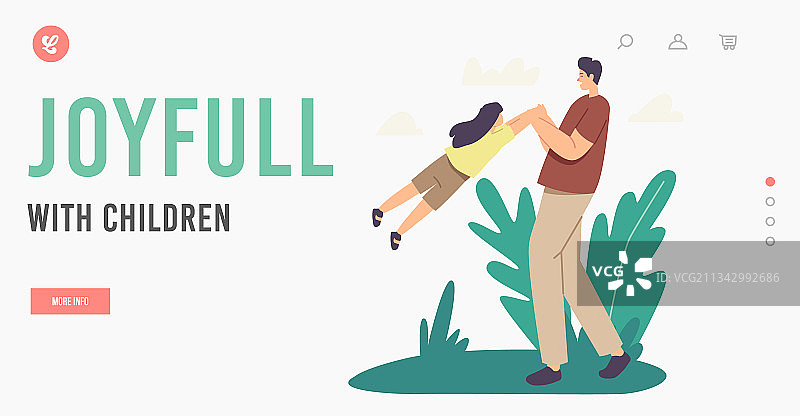 与孩子们在一起的快乐着陆页模板图片素材