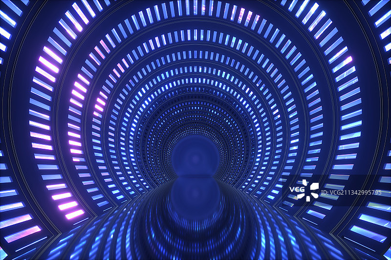 3D霓虹灯隧道图片素材