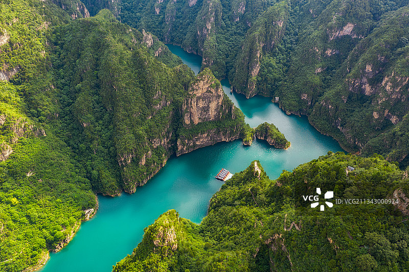 河南焦作修武县云台山峰林峡景区夏季户外风光航拍视角图片素材