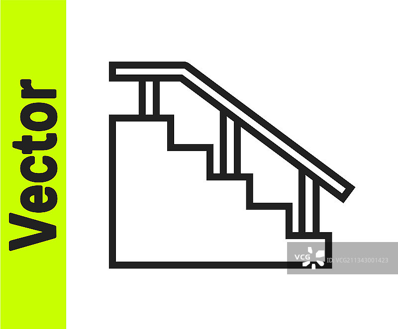 带栏杆的黑色线条滑板楼梯图标图片素材