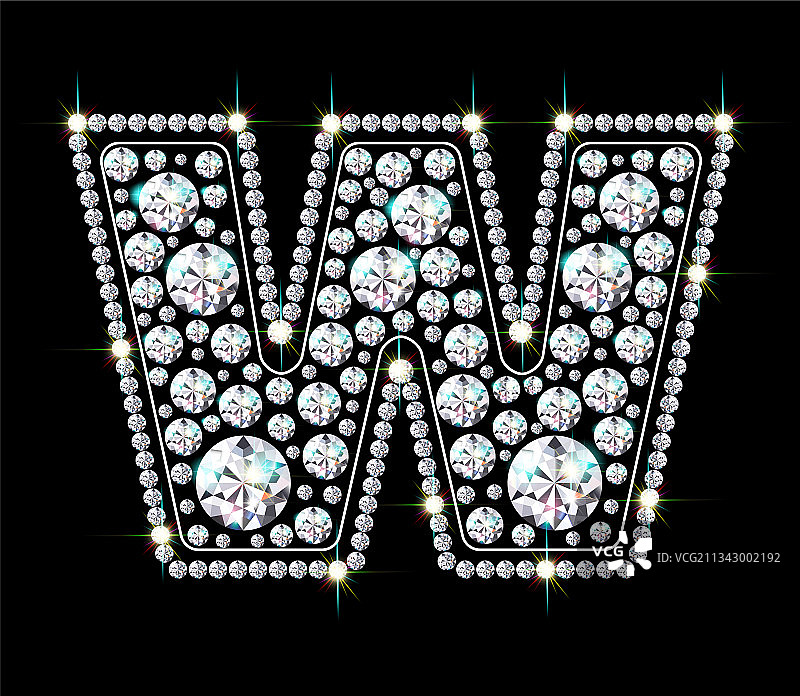 闪耀钻石字母W EPS图片素材