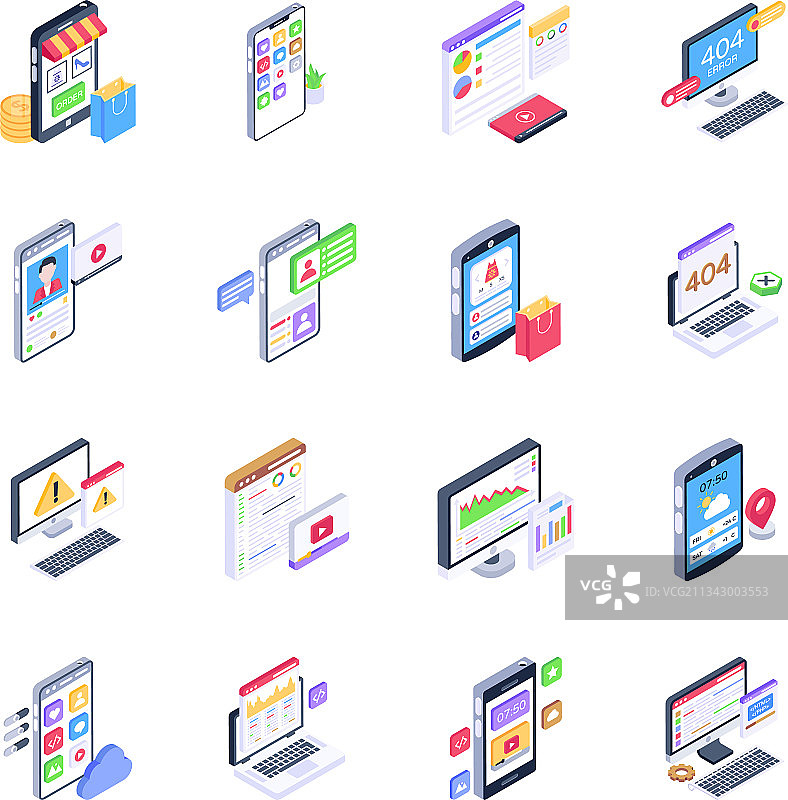 用户界面和用户体验2.5D图标包图片素材