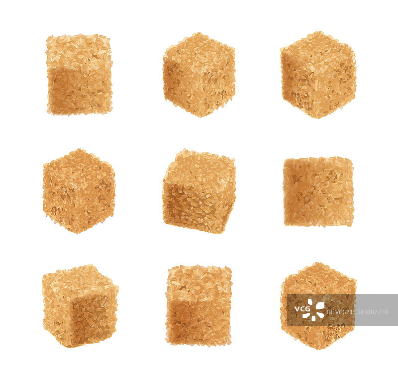 白色背景上分离的生红糖块图片素材