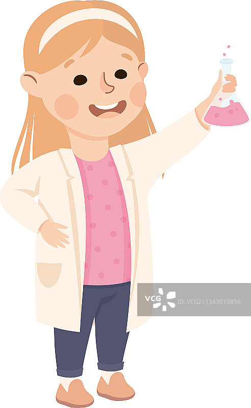 在上化学课的可爱女孩图片素材