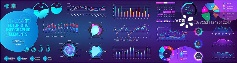 移动应用仪表板的分析集UI UX GUI图片素材