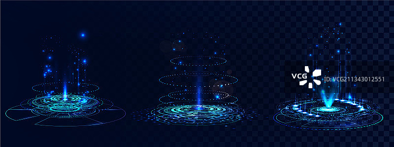 用于GUI UI应用设计的HUD全息图门户图片素材