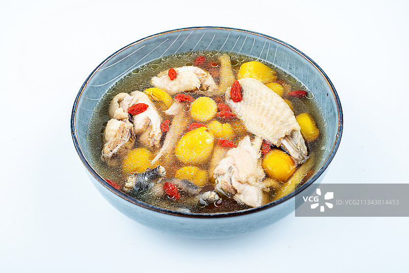 中国广东老火靓汤凤眼果鸡汤图片素材
