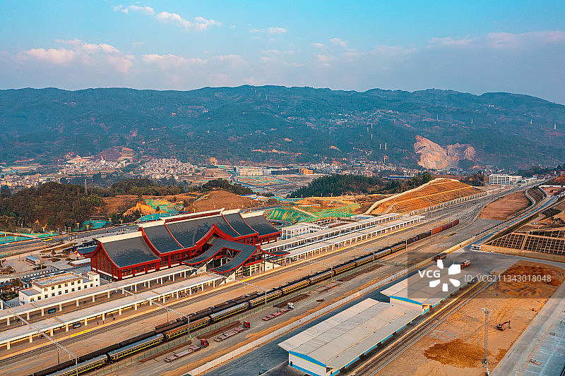 航拍临沧火车站图片素材