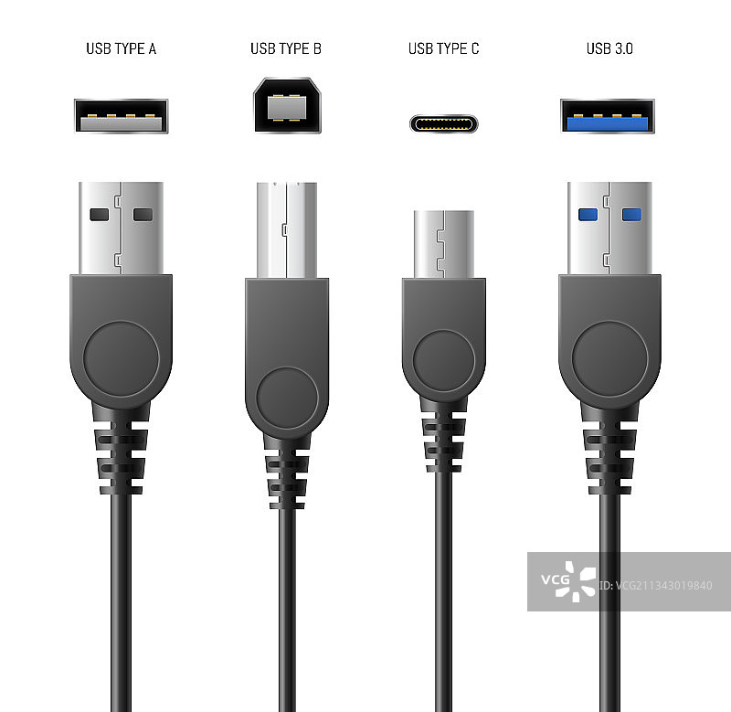 逼真风格的USB连接线智能手机图片素材