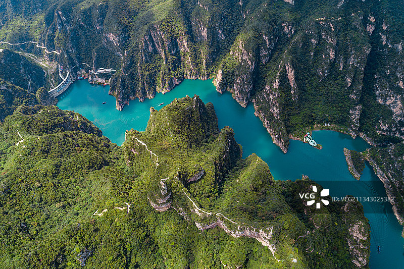 中国河南焦作峰林峡风景区航拍视角图片素材