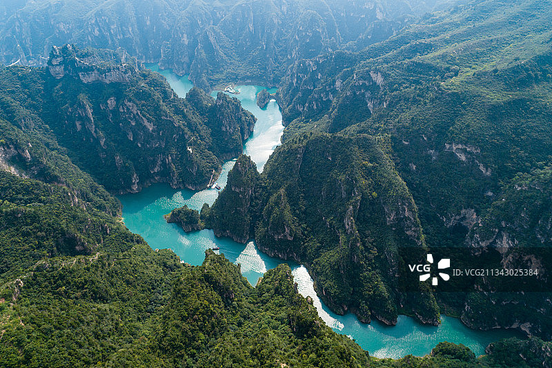 中国河南焦作峰林峡风景区航拍视角图片素材