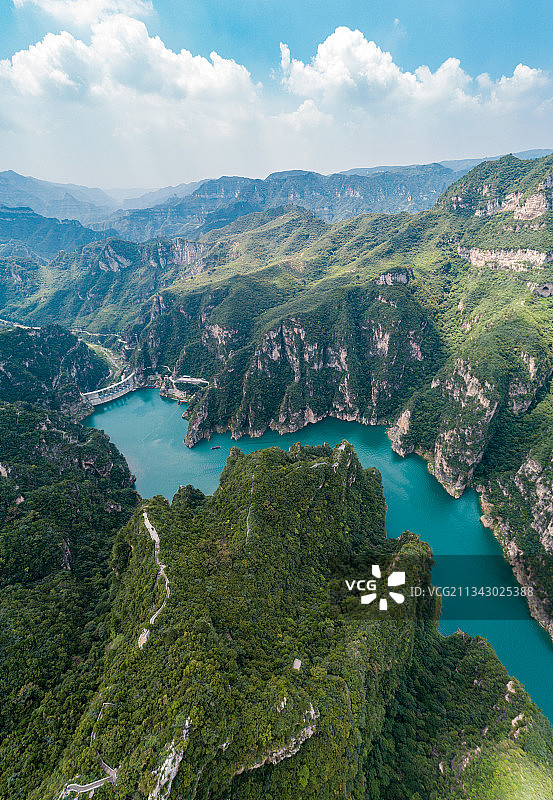 中国河南焦作峰林峡风景区航拍视角图片素材